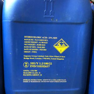 Hydrochloric Acid, 30L, 33% - 40Kg
