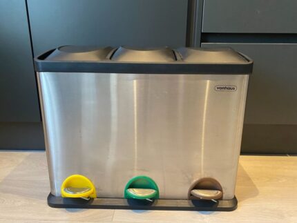 Stainless Steel TRIPLE Pedal Bin 3 in 1, 30 Liters, 10 Liters Each
